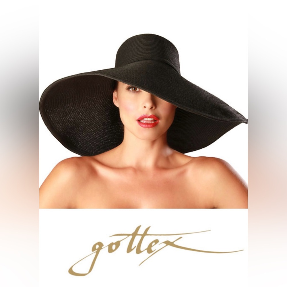 Gottex Belladonna Wide Brim Black Toya Straw Hat with UPF 50